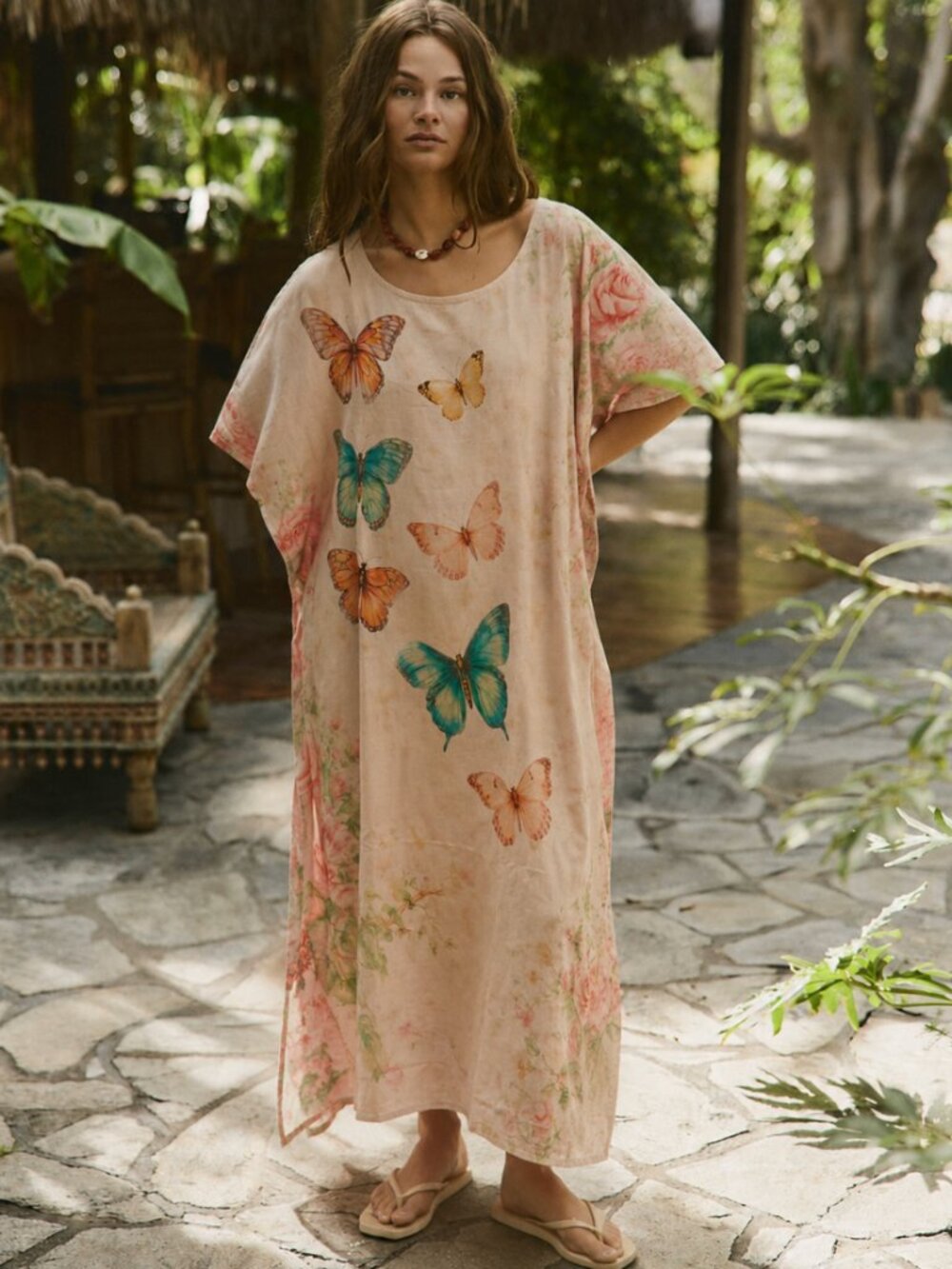 BOUTIQUE BUTTERFLY CAFTAN DRESS